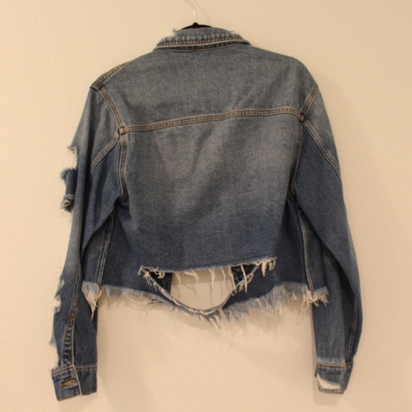 Hidden Ripped Jean Jacket - Picture 4 of 6